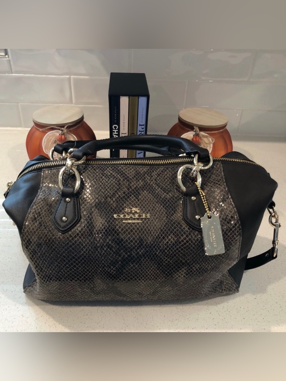 Coach Collette Satchel Python Leather Bag (2014) NWOT